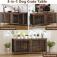78 Inch Dog Crate Furniture for 2 Dogs, Extra Large Double Dog Cage Large Breed, XXL Thick Wooden Dog Crate TV Stand, Sturdy Dog Kennel with Divider