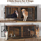 78 Inch Dog Crate Furniture for 2 Dogs, Extra Large Double Dog Cage Large Breed, XXL Thick Wooden Dog Crate TV Stand, Sturdy Dog Kennel with Divider