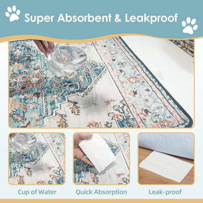 Washable Pee Pads for Dogs Large 2 Pack, 48" X 48" Reusable Puppy Pads Waterproof Dog Rugs, Super Absorbent, Leakproof, Dog Crate Pad, Playpen Mat, Whelping Pads, Blue Medallion